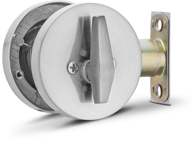 Berlin Modisch Entry Lever Door Handle and Single Cylinder Deadbolt Lock and Key Sleek Round Locking Lever Handle Set [Front Door or Office] Right & Left Sided Doors Heavy Duty â€“ Satin Nickel Finish - Image 4